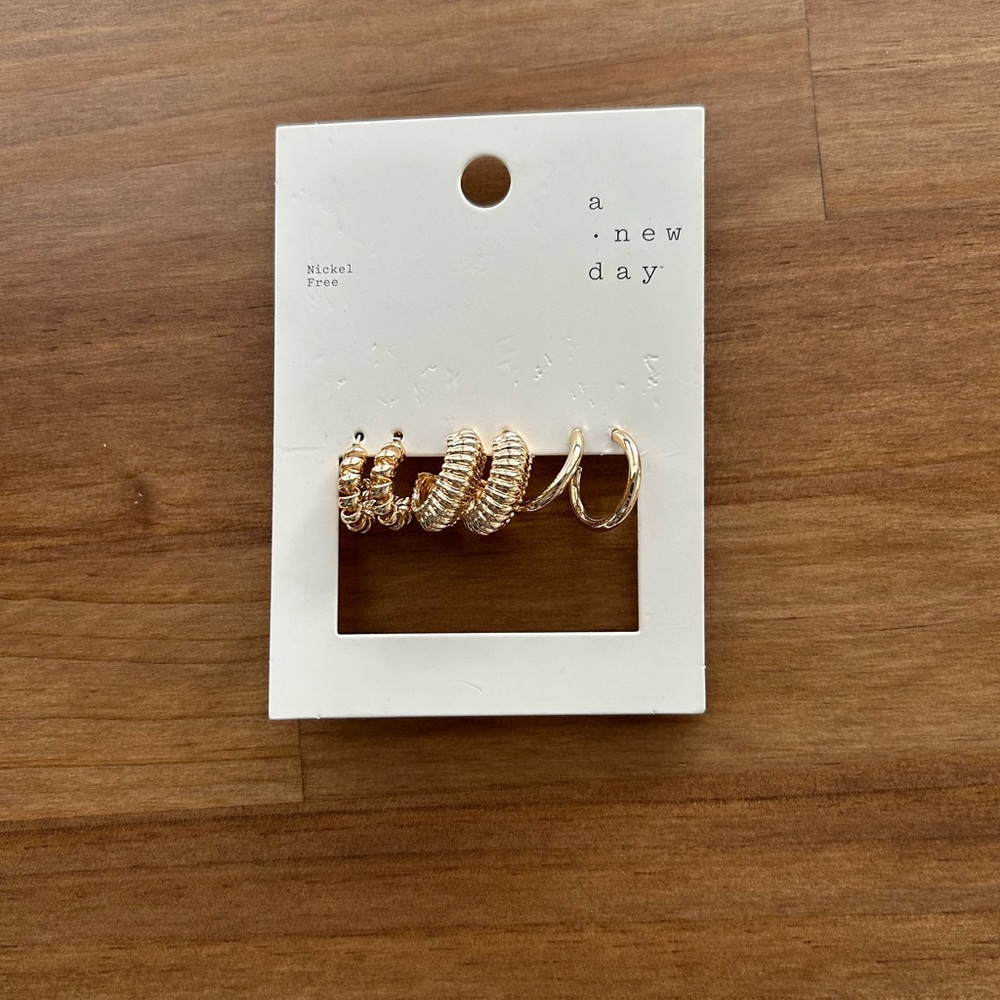 Gold Hoop Earring Set - Picture 2 of 2